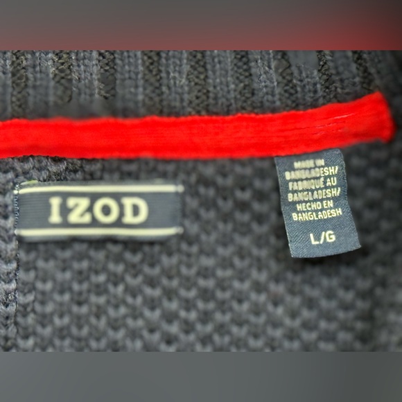 IZOD 1/4 Zip Pullover Knit Mock Neck Sweater, Winter Holiday, Men's Size Large - Picture 10 of 11